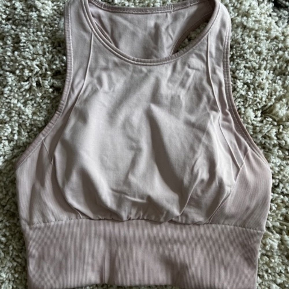 lululemon ebb to train bra size 4 medium support porcelain pink